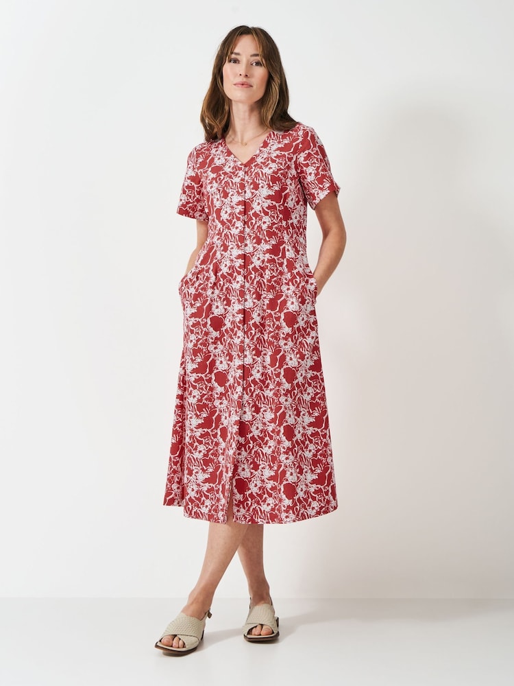 Crew Clothing Red Jenna Darted Lyocell Dress - Image 1 of 5