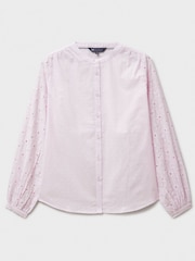 Crew Clothing Company Pink Meadow Broderie 100% Cotton Blouse - Image 5 of 5