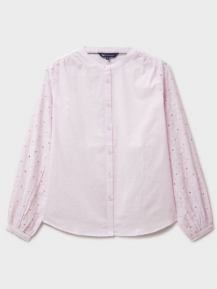 Crew Clothing Company Pink Meadow Broderie 100% Cotton Blouse - Image 5 of 5