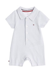 Tommy Hilfiger Blue Stripe Baby 100% Cotton Jumpsuit - Image 1 of 2
