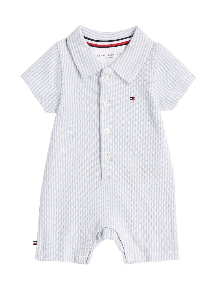 Tommy Hilfiger Blue Stripe Baby 100% Cotton Jumpsuit - Image 1 of 2