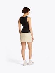 Tommy Jeans Black Slim Pointelle 100% Cotton Tank Top - Image 3 of 7