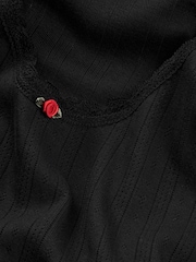 Tommy Jeans Black Slim Pointelle 100% Cotton Tank Top - Image 7 of 7