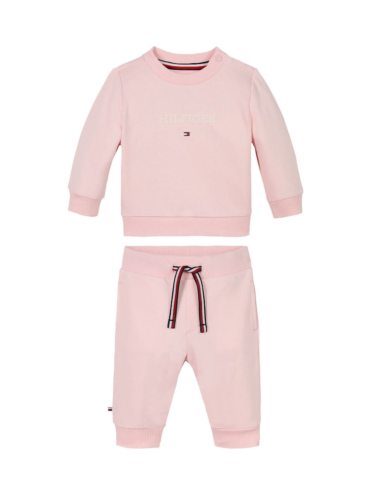 Tommy Hilfiger Pink Logo Sweatshirt and Joggers Set - Image 1 of 1