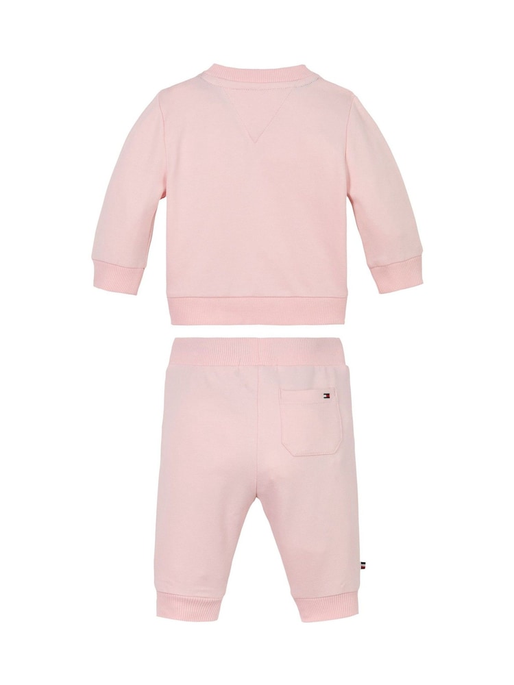 Tommy Hilfiger Pink Logo Sweatshirt and Joggers Set - Image 2 of 2 Tommy Hilfiger Pink Logo Sweatshirt and Joggers Set - Image 2 of 2
