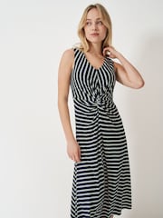 Crew Clothing Black Flora Twist Detail Jersey Dress - Image 3 of 5