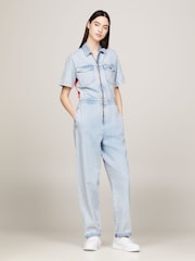 Tommy Jeans Blue Denim Zip 100% Cotton Jumpsuit - Image 1 of 6