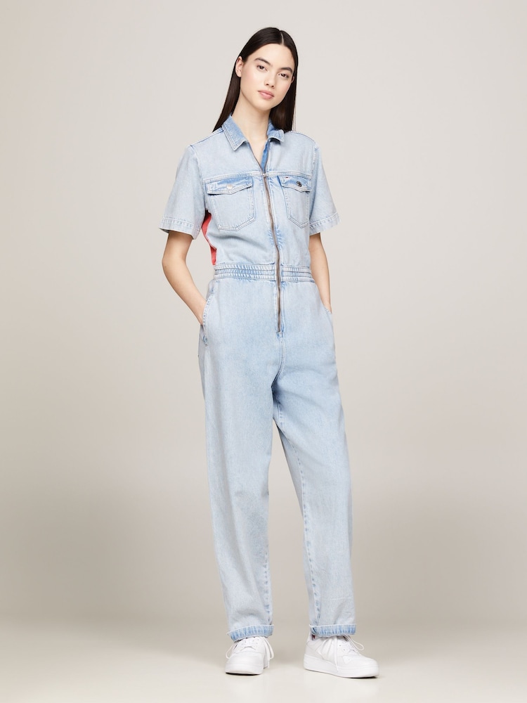 Tommy Jeans Blue Denim Zip 100% Cotton Jumpsuit - Image 1 of 6