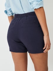 Crew Clothing Blue Linen Blend Wide Leg Shorts - Image 2 of 5
