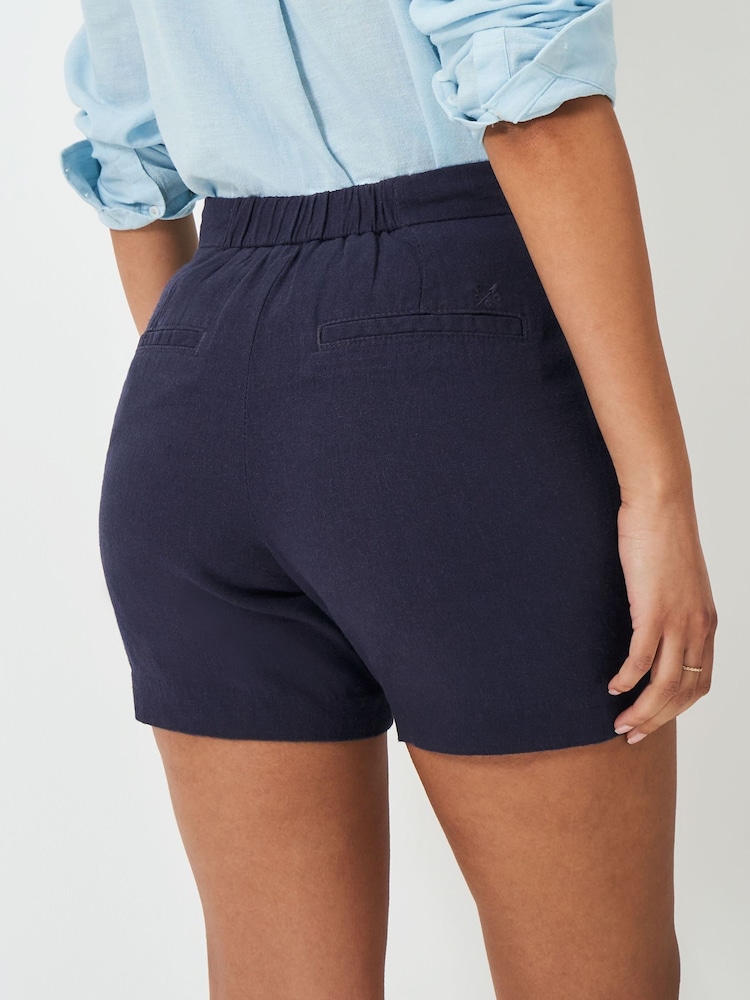 Crew Clothing Blue Linen Blend Wide Leg Shorts - Image 2 of 5
