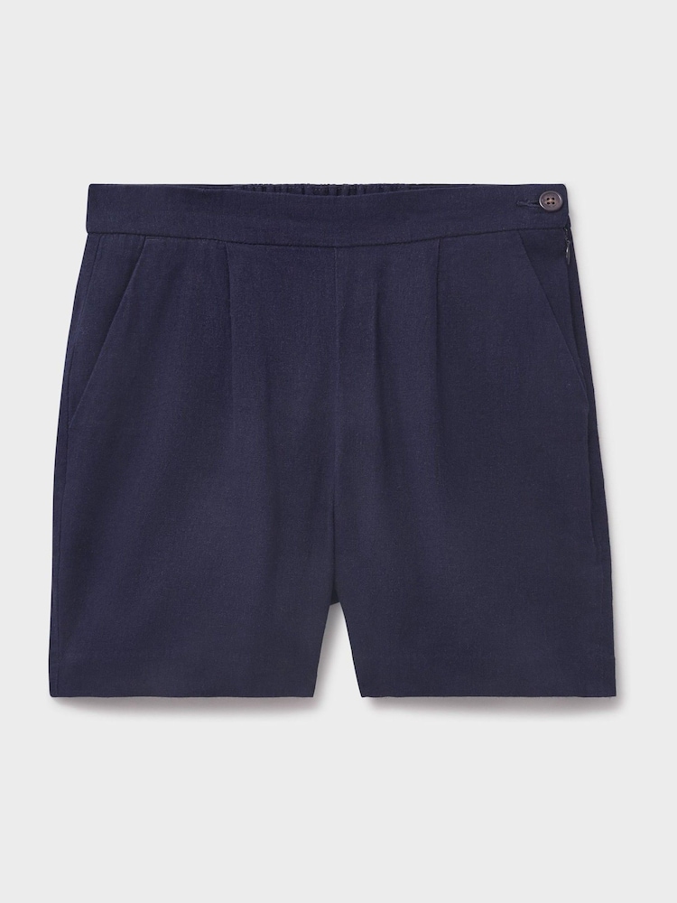 Crew Clothing Blue Linen Blend Wide Leg Shorts - Image 5 of 5