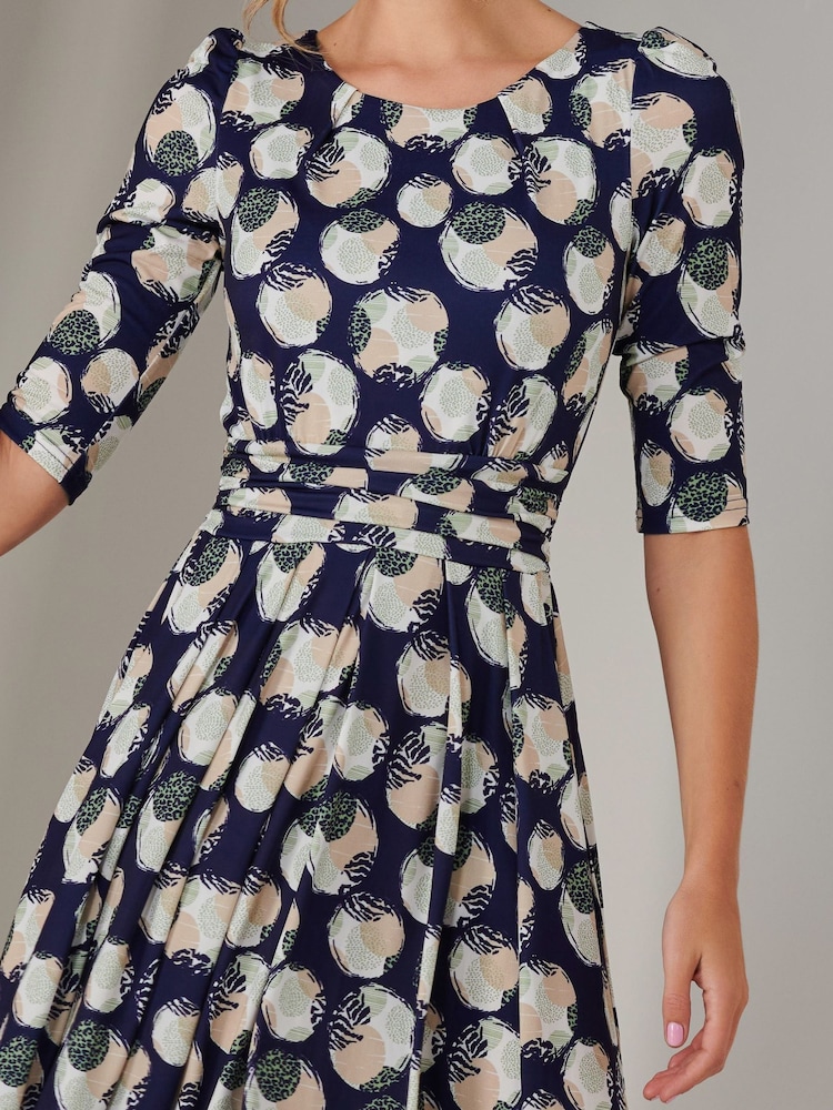 Jolie Moi Blue Enya 3/4 Sleeve Jersey Midaxi Dress - Image 2 of 6