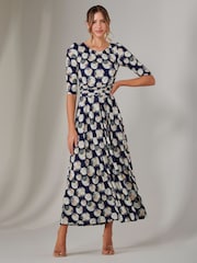 Jolie Moi Blue Enya 3/4 Sleeve Jersey Midaxi Dress - Image 4 of 6