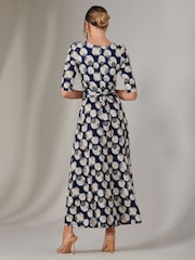 Jolie Moi Blue Enya 3/4 Sleeve Jersey Midaxi Dress - Image 5 of 6