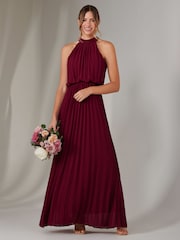 Jolie Moi Red Pleated Bridemaids Maxi Dress - Image 3 of 3