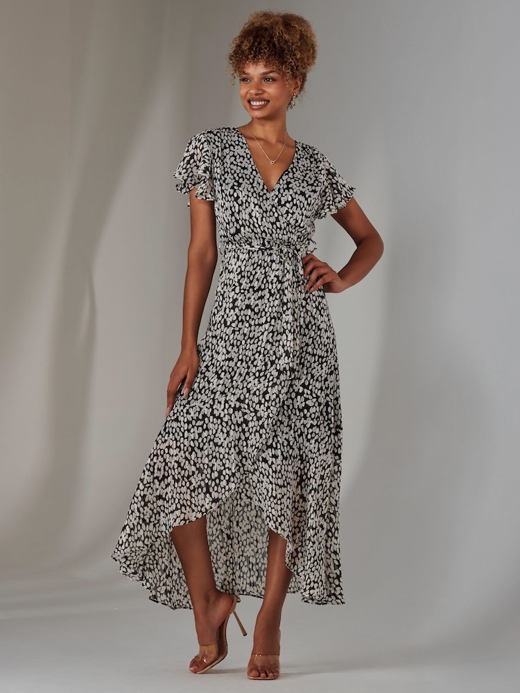 Schwarz - Jolie Moi Chiffon Print Frill Dip Hem Maxi Dress - Bild 6 von 6 Schwarz - Jolie Moi Chiffon Print Frill Dip Hem Maxi Dress - Bild 6 von 6