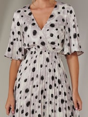 Jolie Moi White Pleated Wrap Midi Dress - Image 2 of 6