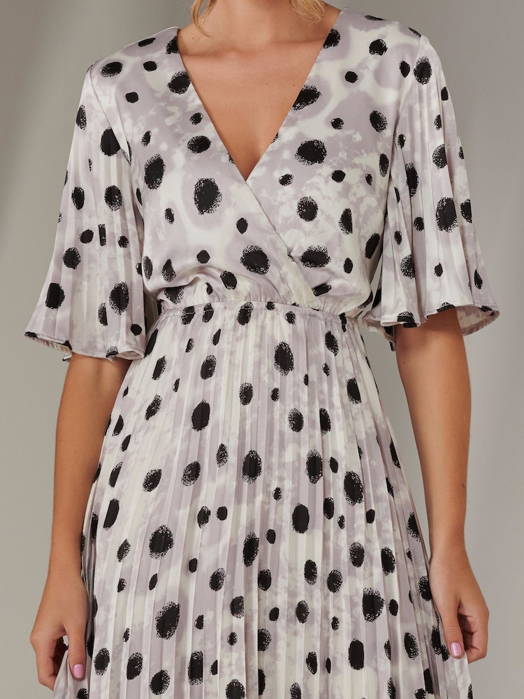 Jolie Moi White Pleated Wrap Midi Dress - Image 2 of 6
