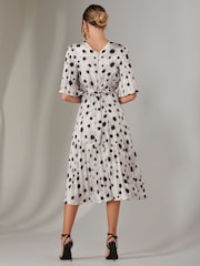 Jolie Moi White Pleated Wrap Midi Dress - Image 5 of 6