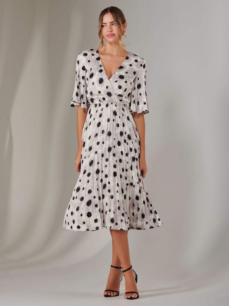 Jolie Moi White Pleated Wrap Midi Dress - Image 6 of 6