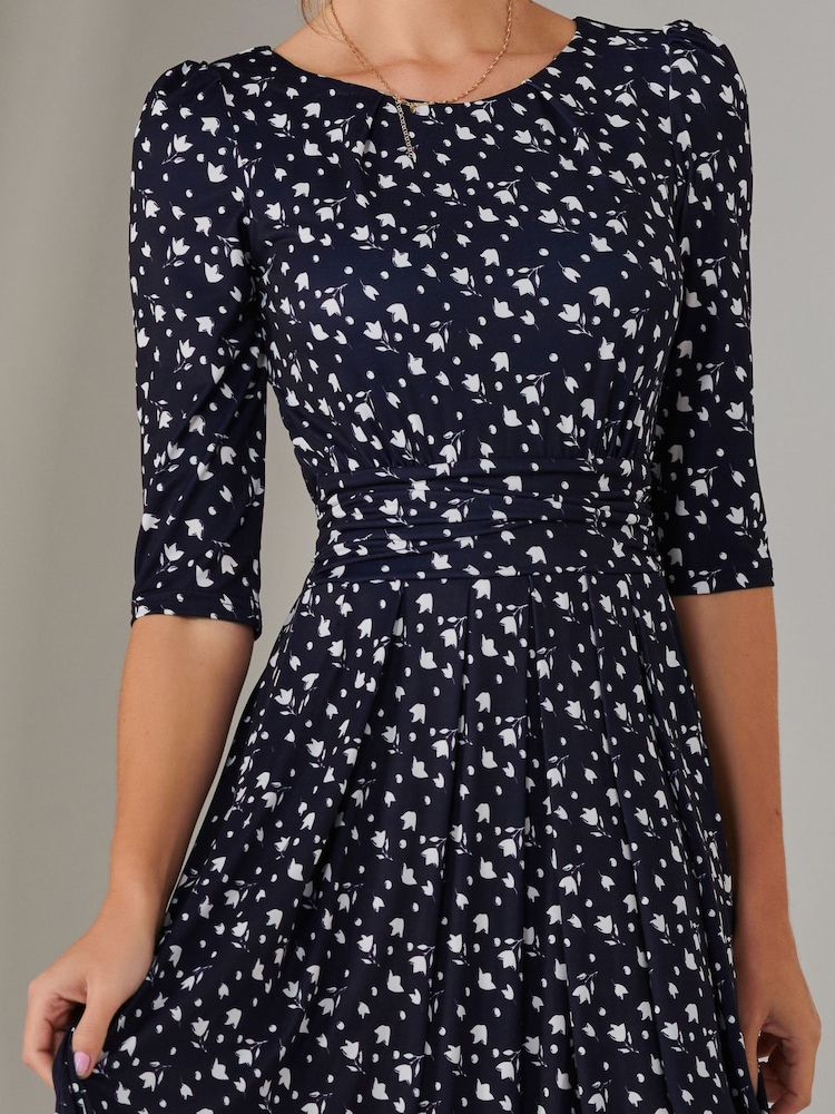 Jolie Moi Blue Sky Enya 3/4 Sleeve Jersey Midaxi Dress - Image 3 of 6