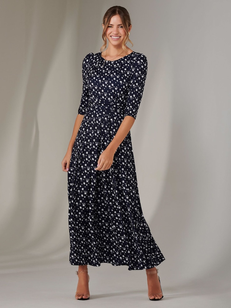 Jolie Moi Blue Sky Enya 3/4 Sleeve Jersey Midaxi Dress - Image 5 of 6