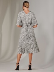 Jolie Moi Cream Pleated Wrap Midi Dress - Image 2 of 7