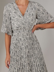 Jolie Moi Cream Pleated Wrap Midi Dress - Image 7 of 7