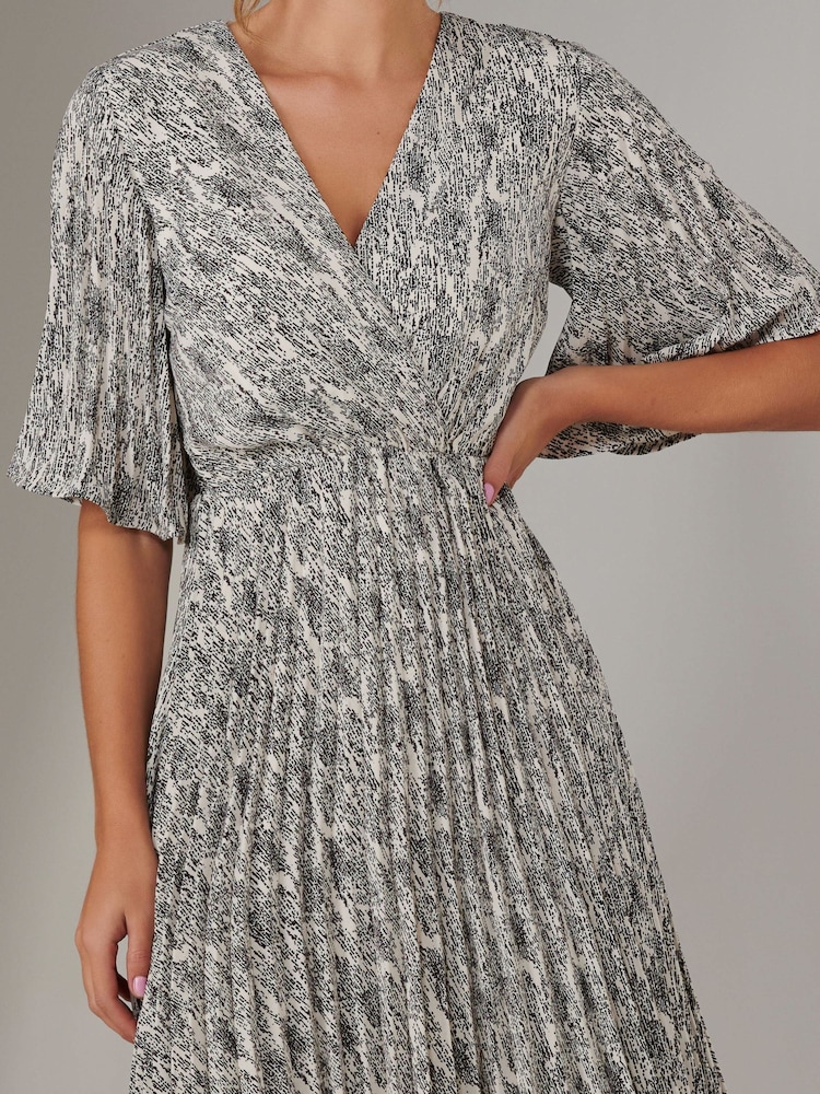 Jolie Moi Cream Pleated Wrap Midi Dress - Image 7 of 7