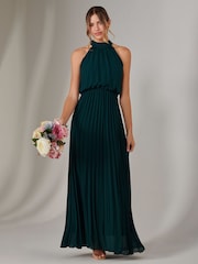 أخضر - Jolie Moi Pleated Bridemaids Maxi Dress - صورة 1 من 6