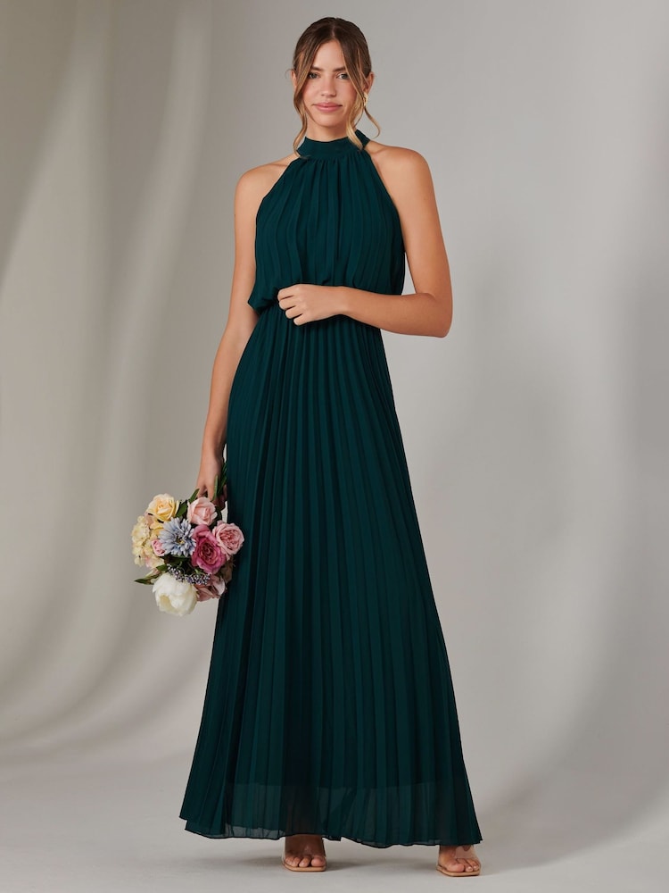 أخضر - Jolie Moi Pleated Bridemaids Maxi Dress - Image 4 of 6