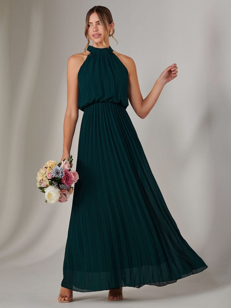 أخضر - Jolie Moi Pleated Bridemaids Maxi Dress - Image 5 of 6