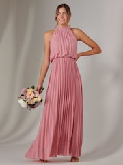 Jolie Moi Pink Pleated Bridemaids Maxi Dress - Image 1 of 6