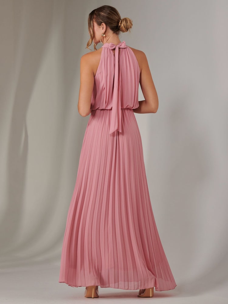 Jolie Moi Pink Pleated Bridemaids Maxi Dress - Image 2 of 6