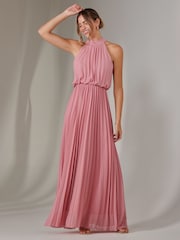 Jolie Moi Pink Pleated Bridemaids Maxi Dress - Image 3 of 6