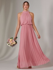 Jolie Moi Pink Pleated Bridemaids Maxi Dress - Image 5 of 6