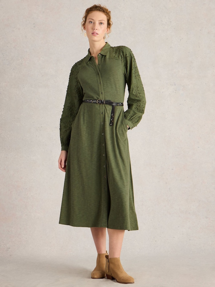 White Stuff Green Rua Embroidered Dress - Image 1 of 6