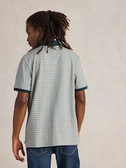 White Stuff Green 100% Cotton Casette Tape Printed Polo Shirt - Image 2 of 6