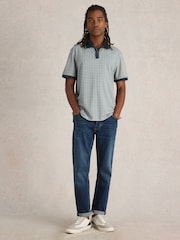 White Stuff Green 100% Cotton Casette Tape Printed Polo Shirt - Image 3 of 6