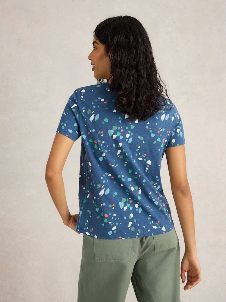White Stuff Blue Nadia Short Sleeve 100% Cotton T-Shirt - Image 2 of 6