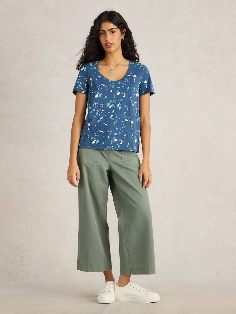 White Stuff Blue Nadia Short Sleeve 100% Cotton T-Shirt - Image 3 of 6