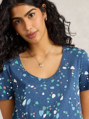 White Stuff Blue Nadia Short Sleeve 100% Cotton T-Shirt - Image 4 of 6