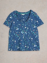 White Stuff Blue Nadia Short Sleeve 100% Cotton T-Shirt - Image 5 of 6