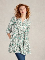 White Stuff Green Marlie Button 100% Cotton Tunic - Image 2 of 6