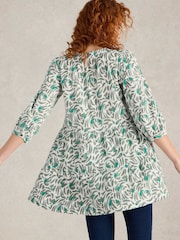 White Stuff Green Marlie Button 100% Cotton Tunic - Image 3 of 6