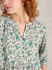 White Stuff Green Marlie Button 100% Cotton Tunic - Image 4 of 6
