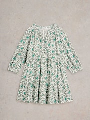 White Stuff Green Marlie Button 100% Cotton Tunic - Image 5 of 6