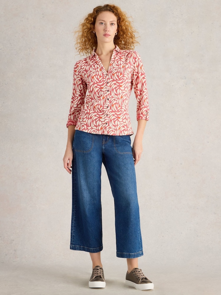 White Stuff Pink Annie 100% Cotton Jersey Shirt - Image 3 of 6