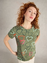 White Stuff Green Abbie 100% Cotton T-Shirt - Image 1 of 6