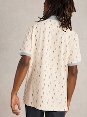 White Stuff White Bike Printed 100% Cotton Polo Shirt - Image 2 of 6